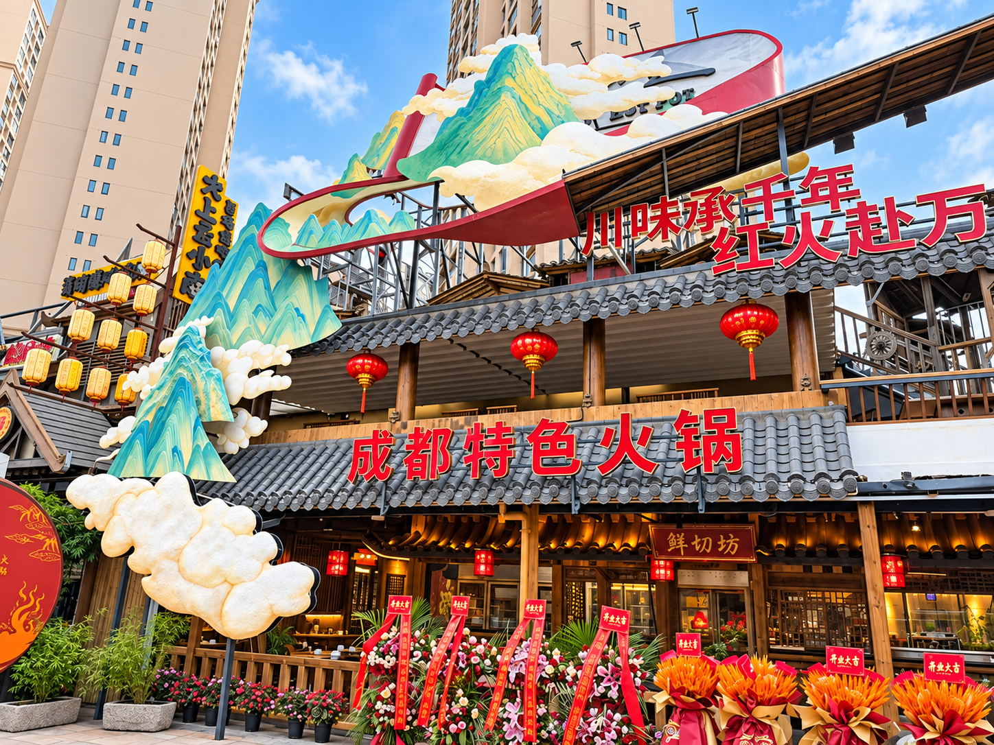 川万里成都火锅门头近景