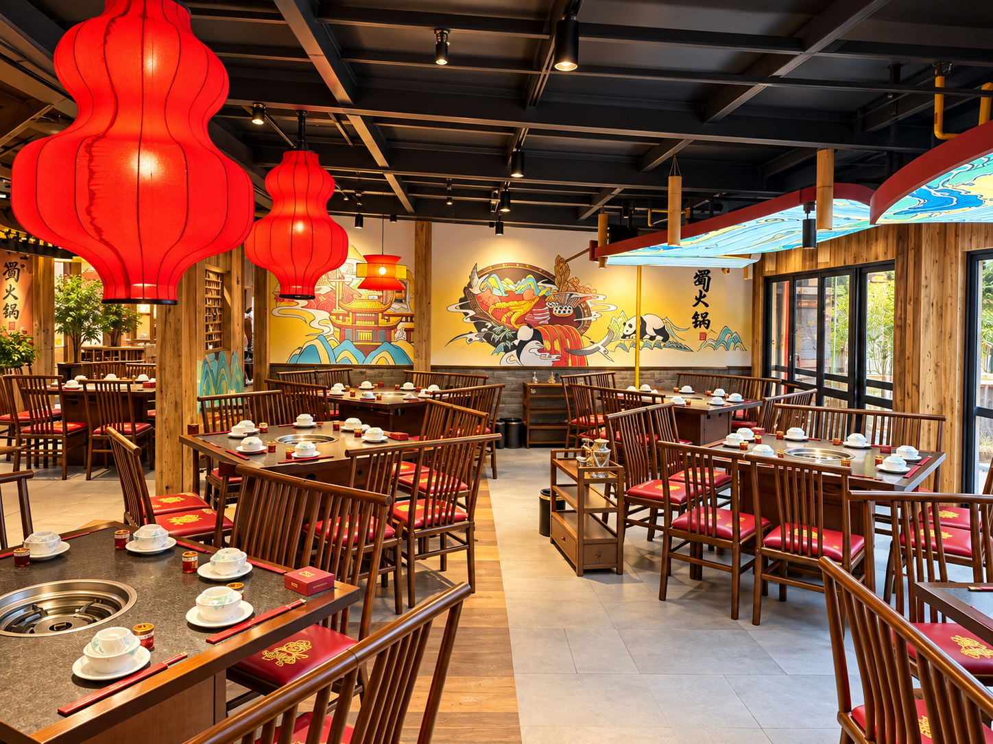 川万里成都火锅一楼用餐区